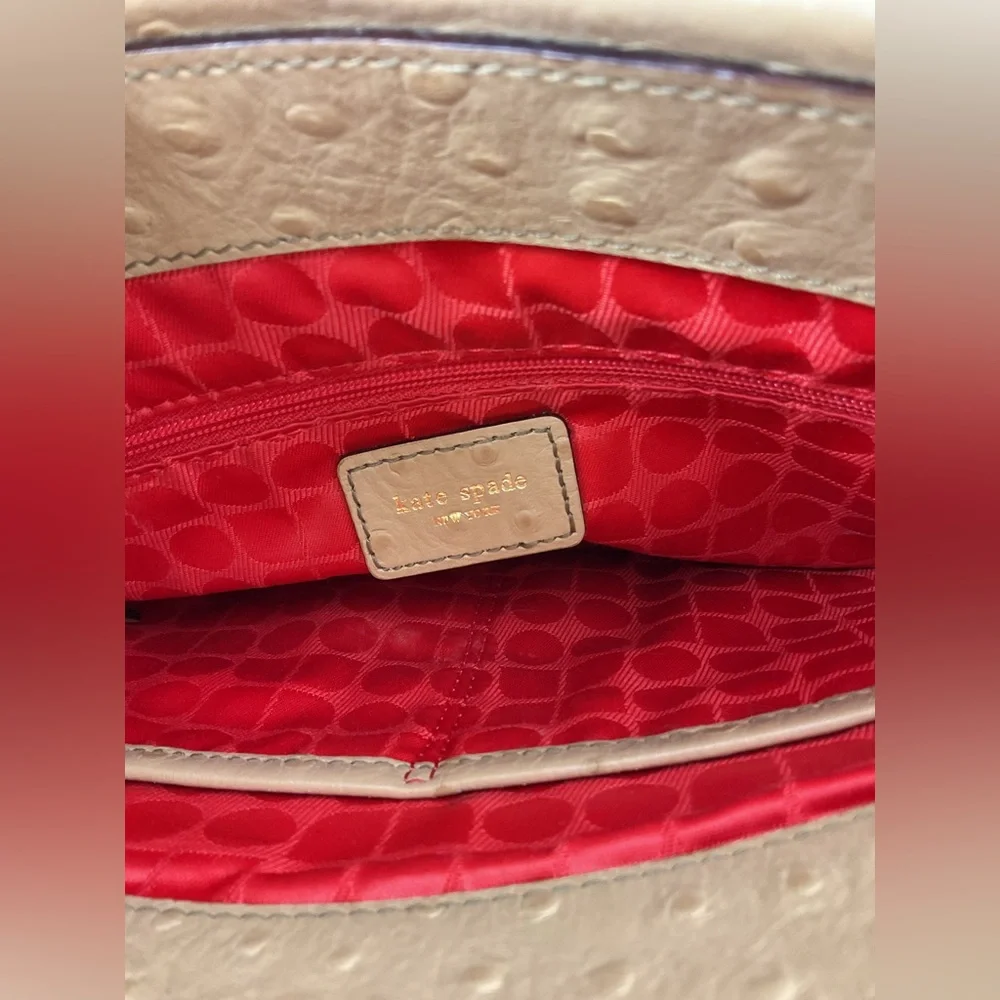 Kate Spade Tan Ostrich Embossed Leather Shoulder Bag
